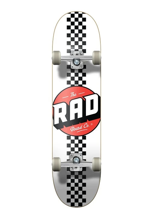 Rad Checker Stripe Progressive Skateboard White/Black - 7.75" 3 Rad Checker Stripe Progressive Skateboard White/Black - 7.75"