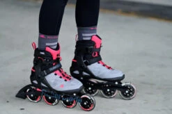 Rollerblade Macroblade 90 Womens Skates - Grey/Pink 10 Rollerblade Macroblade 90 Womens Skates - Grey/Pink -Rollerblade Shop rollerblade macroblade 90 womens skates grey pink lifestyle