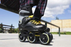 Rollerblade RB 110 3WD Inline Skates - Black/Yellow -Rollerblade Shop rollerblade rb 110 3wd inline skates black yellow lifestyle