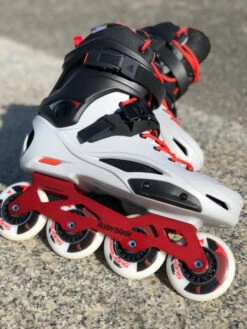 Rollerblade RB Pro X Skates - Grey/Warm Red -Rollerblade Shop rollerblade rb pro x skates grey warm red lifestyle
