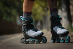 Rollerblade Zetrablade Elite Womens Skates - Black/Powder Blue 9 Rollerblade Zetrablade Elite Womens Skates - Black/Powder Blue -Rollerblade Shop rollerblade zetrablade elite womens skates black powder blue lifestyle